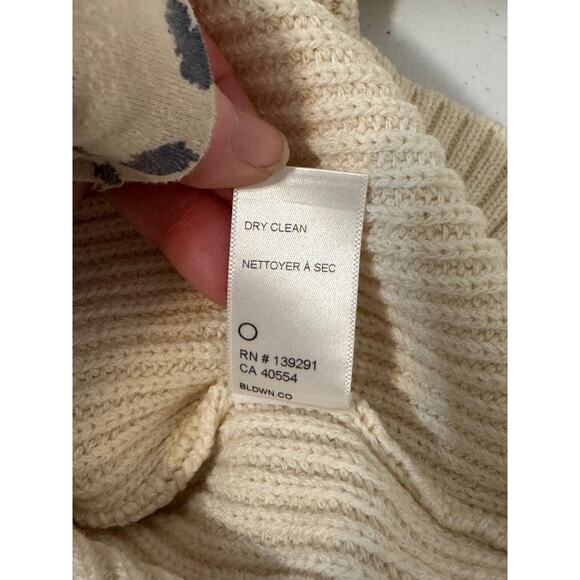 BLDWN Sweater Mens Medium White Minnelli Wool Cotton Chunky Knit Crewneck - Picture 8 of 12